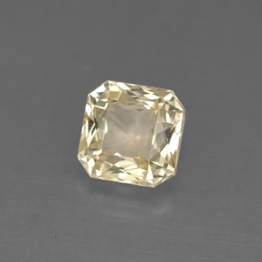 1.33캐럿 천연 라이트 옐로우 사파이어, 에메랄드 컷, 5.8×5.8 mm, VVS-VS