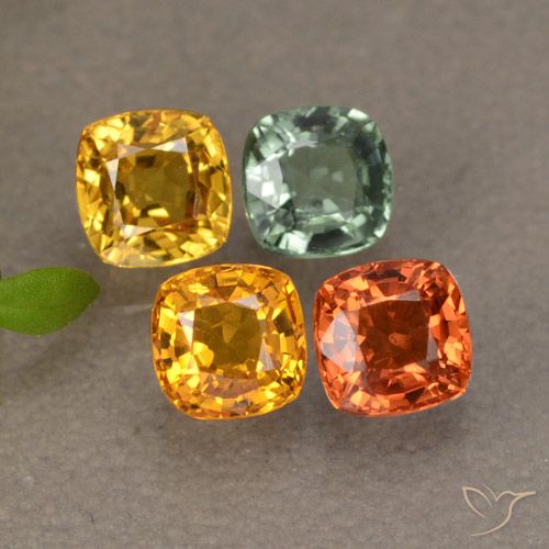 1.87캐럿 천연 멀티컬러 사파이어 보석, 쿠션 컷, 4.1×4.1 mm, VS