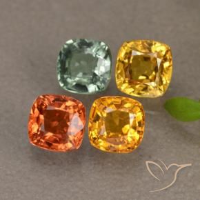 1.87캐럿 천연 멀티컬러 사파이어 보석, 쿠션 컷, 4.1×4.1 mm, VS