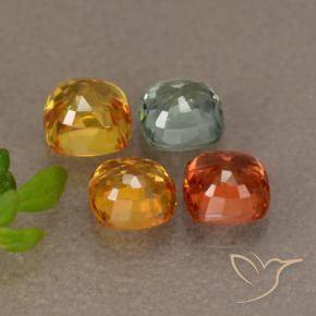 1.87캐럿 천연 멀티컬러 사파이어 보석, 쿠션 컷, 4.1×4.1 mm, VS