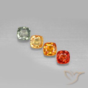 2.45캐럿 천연 멀티컬러 사파이어 보석, 쿠션 컷, 4.5×4.5 mm, VS