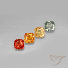 2.45캐럿 천연 멀티컬러 사파이어 보석, 쿠션 컷, 4.5×4.5 mm, VS