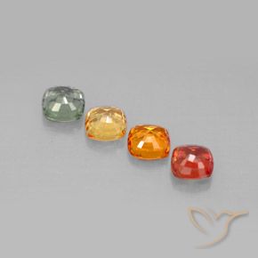 2.45캐럿 천연 멀티컬러 사파이어 보석, 쿠션 컷, 4.5×4.5 mm, VS