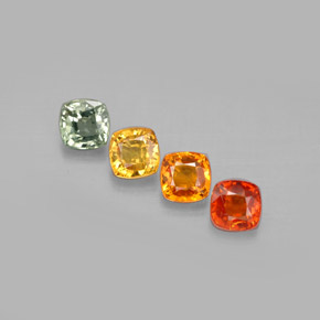 2.80캐럿 천연 멀티컬러 사파이어 보석, 쿠션 컷, 4.7×4.6 mm, VS