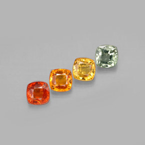 2.80캐럿 천연 멀티컬러 사파이어 보석, 쿠션 컷, 4.7×4.6 mm, VS