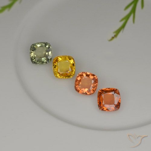 2.28캐럿 천연 멀티컬러 사파이어 보석, 쿠션 컷, 4.5×4.4 mm, VS