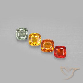 2.20캐럿 천연 멀티컬러 사파이어 보석, 쿠션 컷, 4.5×4.4 mm, VS