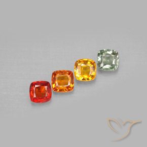 2.20캐럿 천연 멀티컬러 사파이어 보석, 쿠션 컷, 4.5×4.4 mm, VS