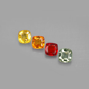 2.17캐럿 천연 멀티컬러 사파이어 보석, 쿠션 컷, 4.4×4.4 mm, VS