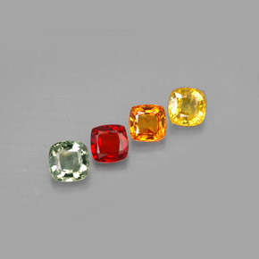 2.17캐럿 천연 멀티컬러 사파이어 보석, 쿠션 컷, 4.4×4.4 mm, VS