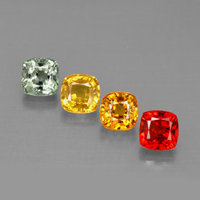캐럿 천연 멀티컬러 사파이어 보석, 쿠션 컷, 4.2×4.2 mm, VS