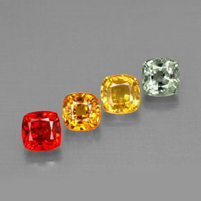 캐럿 천연 멀티컬러 사파이어 보석, 쿠션 컷, 4.2×4.2 mm, VS