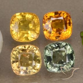 2.65캐럿 천연 멀티컬러 사파이어 보석, 쿠션 컷, 4.5×4.5 mm, VS