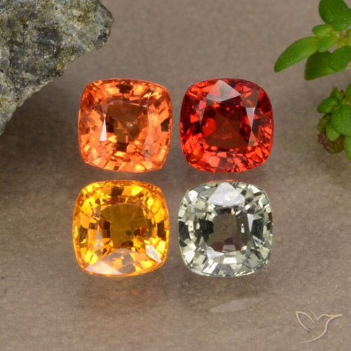 2.26캐럿 천연 멀티컬러 사파이어 보석, 쿠션 컷, 4.2×4.2 mm, VS