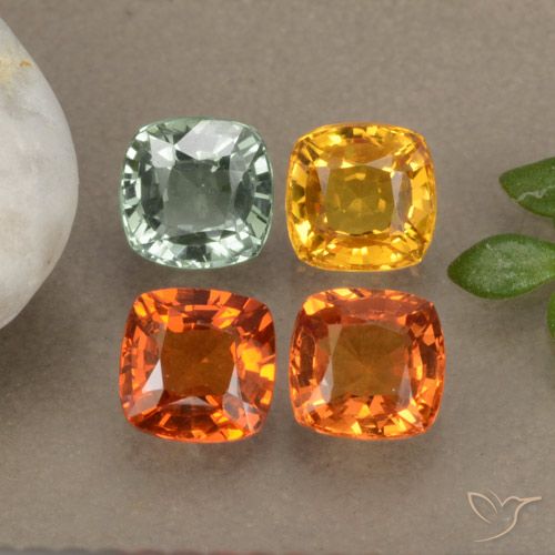 2.38캐럿 천연 멀티컬러 사파이어 보석, 쿠션 컷, 4.6×4.5 mm, VS
