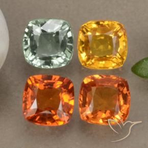 2.38캐럿 천연 멀티컬러 사파이어 보석, 쿠션 컷, 4.6×4.5 mm, VS