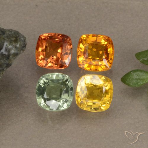 1.90캐럿 천연 멀티컬러 사파이어 보석, 쿠션 컷, 4.1×4 mm, VS