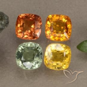 1.90캐럿 천연 멀티컬러 사파이어 보석, 쿠션 컷, 4.1×4 mm, VS