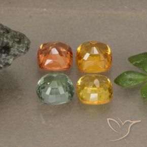 1.90캐럿 천연 멀티컬러 사파이어 보석, 쿠션 컷, 4.1×4 mm, VS