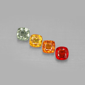 캐럿 천연 멀티컬러 사파이어 보석, 쿠션 컷, 4.2×4.2 mm, VS