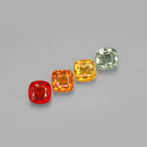 캐럿 천연 멀티컬러 사파이어 보석, 쿠션 컷, 4.2×4.2 mm, VS