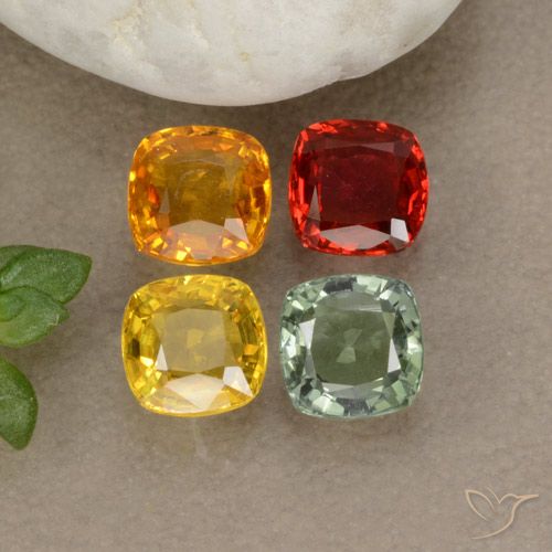 2.24캐럿 천연 멀티컬러 사파이어 보석, 쿠션 컷, 4.6×4.6 mm, VS