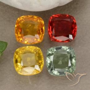 2.24캐럿 천연 멀티컬러 사파이어 보석, 쿠션 컷, 4.6×4.6 mm, VS