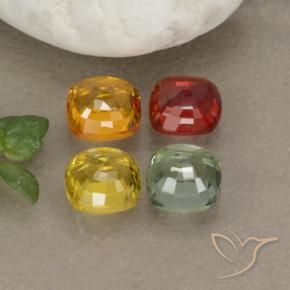 2.24캐럿 천연 멀티컬러 사파이어 보석, 쿠션 컷, 4.6×4.6 mm, VS