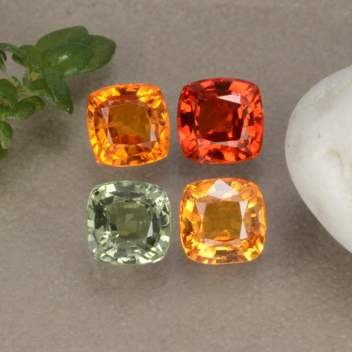 1.99캐럿 천연 멀티컬러 사파이어 보석, 쿠션 컷, 4.1×4.1 mm, VS
