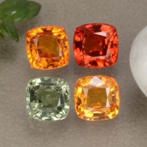 1.99캐럿 천연 멀티컬러 사파이어 보석, 쿠션 컷, 4.1×4.1 mm, VS