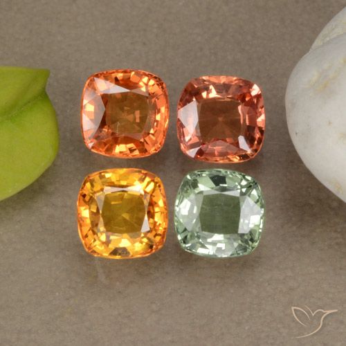 2.22캐럿 천연 멀티컬러 사파이어 보석, 쿠션 컷, 4.6×4.6 mm, VS