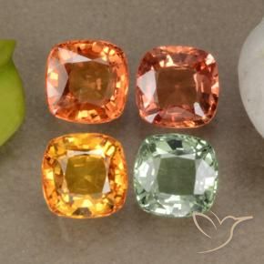 2.22캐럿 천연 멀티컬러 사파이어 보석, 쿠션 컷, 4.6×4.6 mm, VS