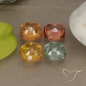2.22캐럿 천연 멀티컬러 사파이어 보석, 쿠션 컷, 4.6×4.6 mm, VS