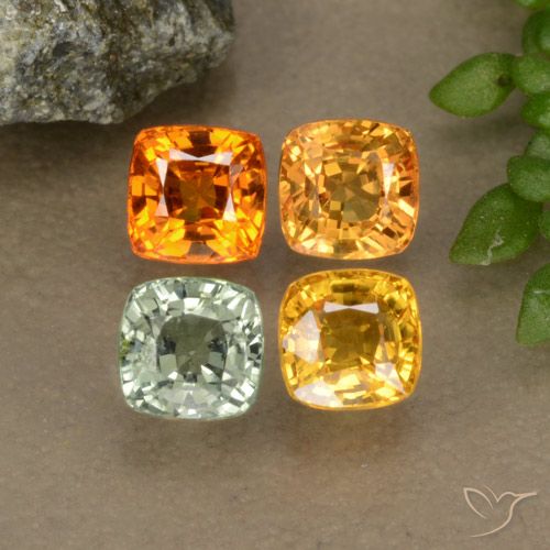 2.30캐럿 천연 멀티컬러 사파이어 보석, 쿠션 컷, 4.2×4.1 mm, VS