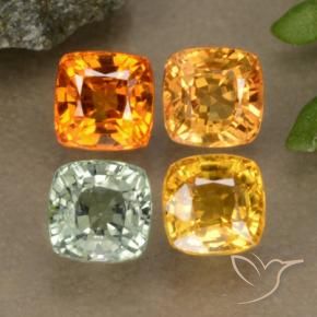 2.30캐럿 천연 멀티컬러 사파이어 보석, 쿠션 컷, 4.2×4.1 mm, VS