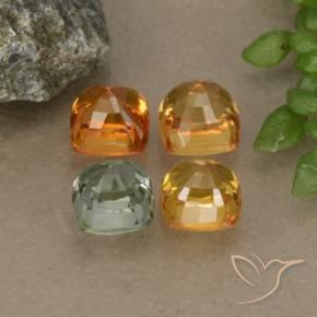 2.30캐럿 천연 멀티컬러 사파이어 보석, 쿠션 컷, 4.2×4.1 mm, VS