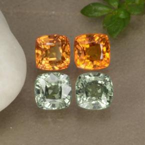 2.19캐럿 천연 멀티컬러 사파이어 보석, 쿠션 컷, 4.2×4.2 mm, VS