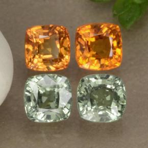 2.19캐럿 천연 멀티컬러 사파이어 보석, 쿠션 컷, 4.2×4.2 mm, VS