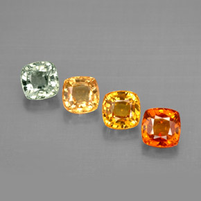 캐럿 천연 멀티컬러 사파이어 보석, 쿠션 컷, 4.1×4.1 mm, VVS-VS