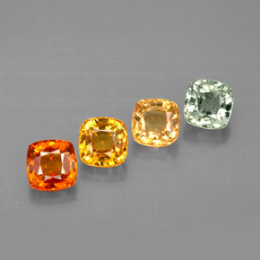 캐럿 천연 멀티컬러 사파이어 보석, 쿠션 컷, 4.1×4.1 mm, VVS-VS