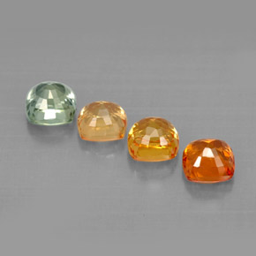 캐럿 천연 멀티컬러 사파이어 보석, 쿠션 컷, 4.1×4.1 mm, VVS-VS