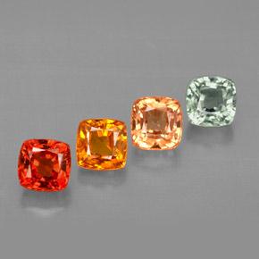 2.42캐럿 천연 멀티컬러 사파이어 보석, 쿠션 컷, 4.2×4.2 mm, VVS-VS