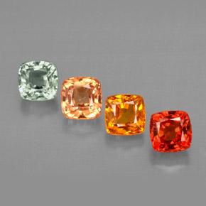 2.42캐럿 천연 멀티컬러 사파이어 보석, 쿠션 컷, 4.2×4.2 mm, VVS-VS