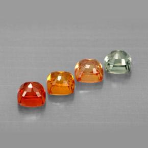 2.42캐럿 천연 멀티컬러 사파이어 보석, 쿠션 컷, 4.2×4.2 mm, VVS-VS