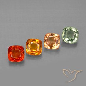 1.98캐럿 천연 멀티컬러 사파이어 보석, 쿠션 컷, 4.3×4.2 mm, VVS-VS