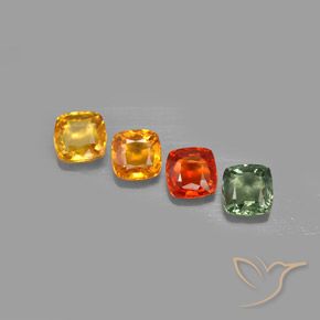 2.28캐럿 천연 멀티컬러 사파이어 보석, 쿠션 컷, 4.5×4.5 mm, VVS-VS