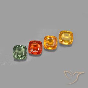 2.28캐럿 천연 멀티컬러 사파이어 보석, 쿠션 컷, 4.5×4.5 mm, VVS-VS