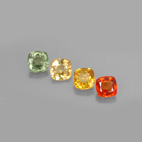 1.67캐럿 천연 멀티컬러 사파이어 보석, 쿠션 컷, 4.1×4.1 mm, VVS-VS
