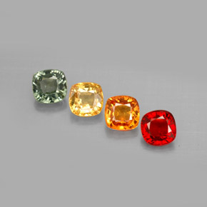 캐럿 천연 멀티컬러 사파이어 보석, 쿠션 컷, 4.5×4.5 mm, VVS-VS