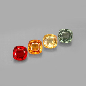 캐럿 천연 멀티컬러 사파이어 보석, 쿠션 컷, 4.5×4.5 mm, VVS-VS